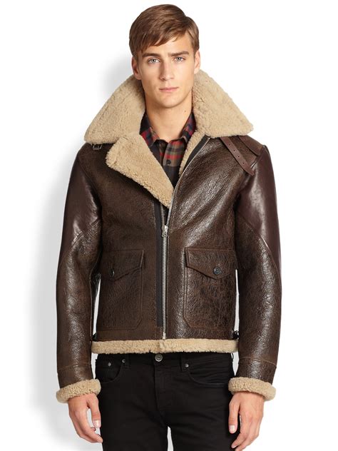 burberry shearling jacket belt|shearling aviator jacket men's.